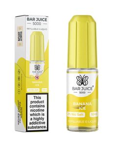 Banana ice Bar Juice 5000 e-liquid in a 20mg nicotine strength.