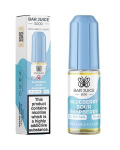 Blueberry sour raspberry flavoured Bar Juice 5000 e-liquid in a 20mg nicotine strength.