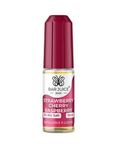 Strawberry cherry raspberry Bar Juice 5000 e-liquid in a 20mg nicotine strength.