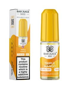 Triple mango flavoured Bar Juice 5000 e-liquid on a white background.