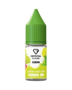 A Crystal Clear lemon and lime flavoured 10ml e-liquid bottle on a white background.