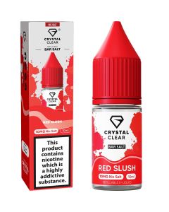 A Crystal Clear red slush flavoured 10ml e-liquid bottle on a white background.