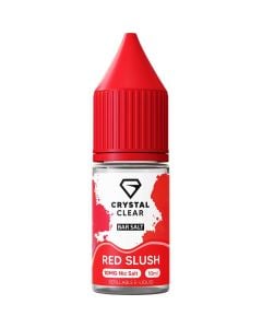 A Crystal Clear red slush flavoured 10ml e-liquid bottle on a white background.