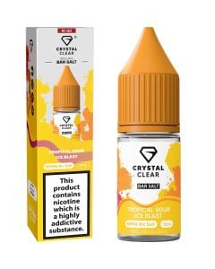 A Crystal Clear Tropical Sour Ice flavoured 10ml e-liquid bottle on a white background.