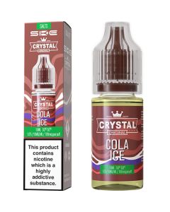 A SKE Crystal Salts cola ice flavoured 10ml e-liquid bottle on a white background.