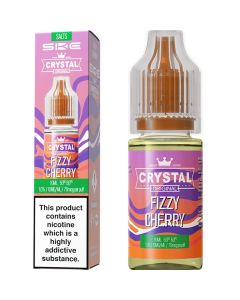 A SKE Crystal Salts fizzy cherry flavoured 10ml e-liquid bottle on a white background.