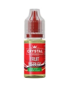 A SKE Crystal Salts fruit medley flavoured 10ml e-liquid bottle on a white background.