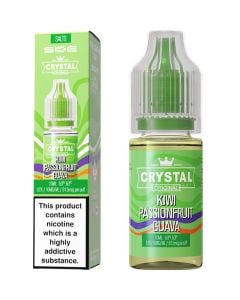 A SKE Crystal Salts kiwi passionfruit guava flavoured 10ml e-liquid bottle on a white background.