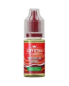 A SKE Crystal Salts watermelon cherry flavoured 10ml e-liquid bottle on a white background.