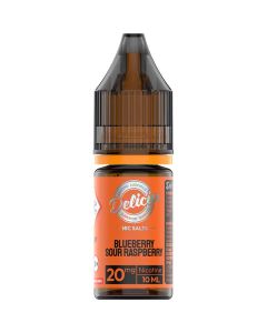 Deliciu nic salts blueberry sour raspberry e-liquid in a 20mg nicotine strength. 