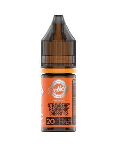 Strawberry raspberry cherry ice Deliciu nicotine salts e-liquid in a 20mg nicotine strength.