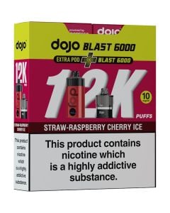 Straw-raspberry cherry ice 10mg DOJO Blast 6000 kit 24ml box.