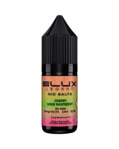 Cherry sour raspberry flavoured ELUX Legend Nic Salts e-liquid on a white background.