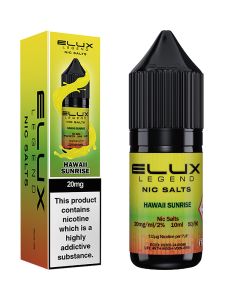 Hawaii sunrise flavoured ELUX Legend Nic Salts e-liquid on a white background.