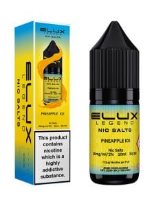 Pineapple ice flavoured ELUX Legend Nic Salts e-liquid on a white background.