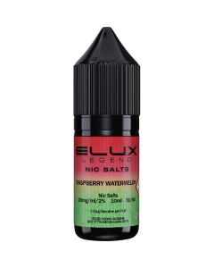 Raspberry watermelon flavoured ELUX Legend Nic Salts e-liquid on a white background.