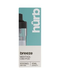 22354A Hûrb CBD Breeze menthol pod box on a white background.