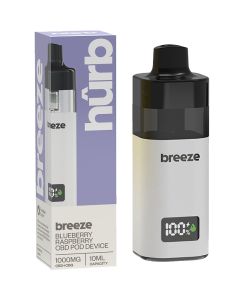 Blueberry raspberry Hûrb Breeze 1000mg CBD + CBG pod kit 10ml