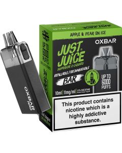 Just Juice x Oxbar RRD apple pear on ice rechargeable disposable vape 11mg