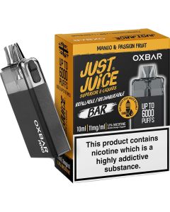 Just Juice x Oxbar RRD mango & passionfruit rechargeable disposable vape 11mg