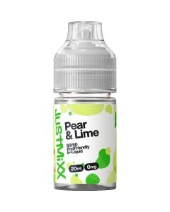 Just Mixx pear & lime e-liquid on a white background.