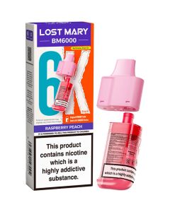 Raspberry peach Lost Mary BM6000 pod & refill 12ml