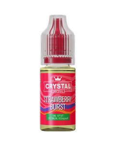 A SKE Crystal Salts strawberry burst flavoured 10ml e-liquid bottle on a white background.