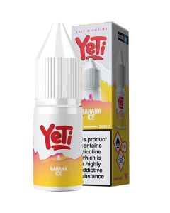 Yeti banana ice 20mg e-liquid on a white background.