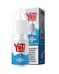 Blue raspberry ice Yeti e-liquid in a 20mg strength on a white background.