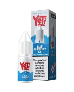 Blue raspberry ice Yeti e-liquid in a 20mg strength on a white background.