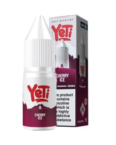 Cherry ice flavoured 20mg Yeti e-liquid on a white background