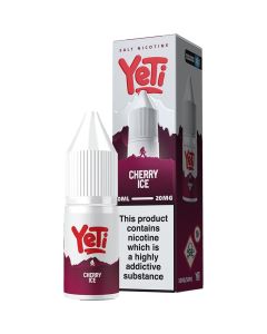 Cherry ice flavoured 20mg Yeti e-liquid on a white background
