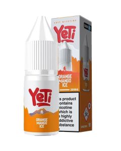 Orange mango ice flavoured Yeti 20mg e-liquid on a white background.