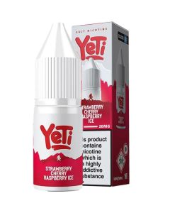 Strawberry raspberry cherry ice Yeti e-liquid in a 20 mg/ml on a white background.