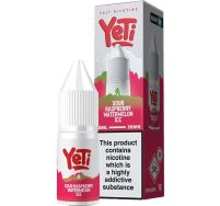 Sour raspberry watermelon ice Yeti e-liquid in a 20mg strength on a white background.