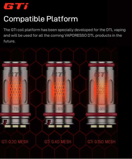 Vaporesso GTI mesh coils compatible platform