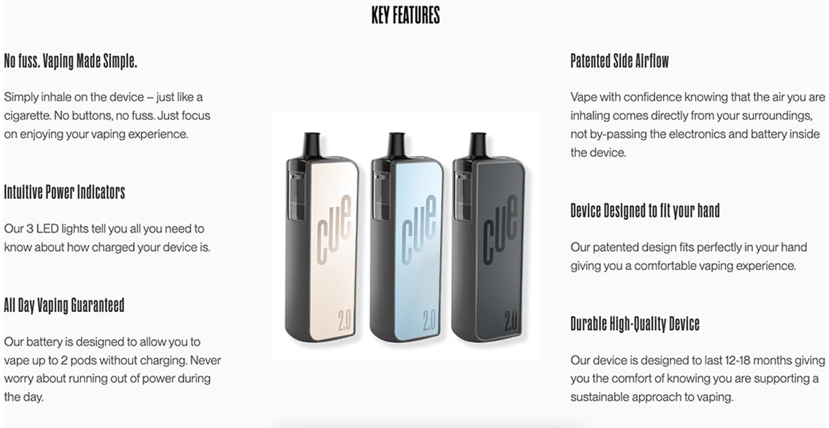 An image which displays the CUE 2.0 kits features.