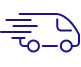Blue illustration of a free delivery van