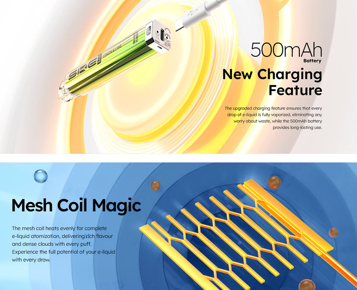 SKE Crystal Bar pod vape kit infographic